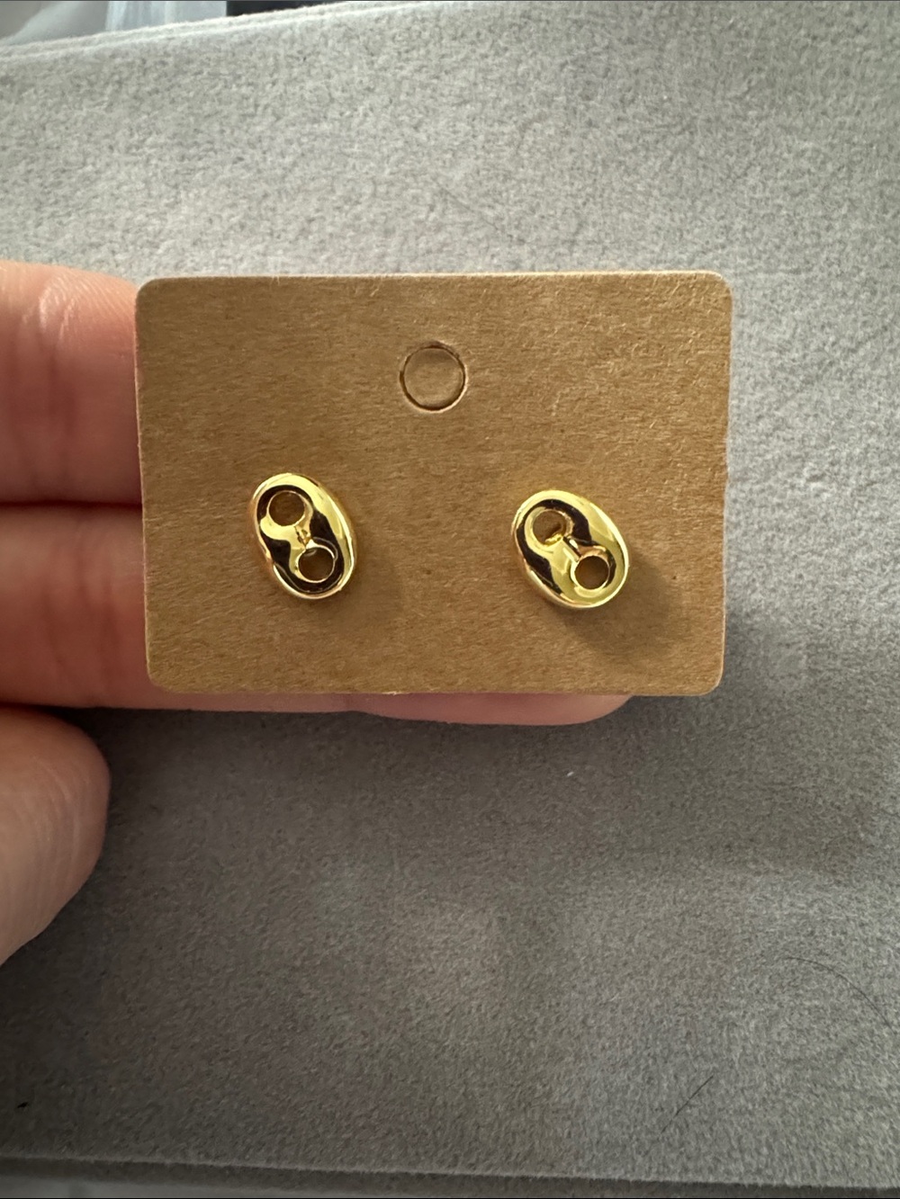 Gold Tone Oval Stud Earrings - Sleek Minimal Design